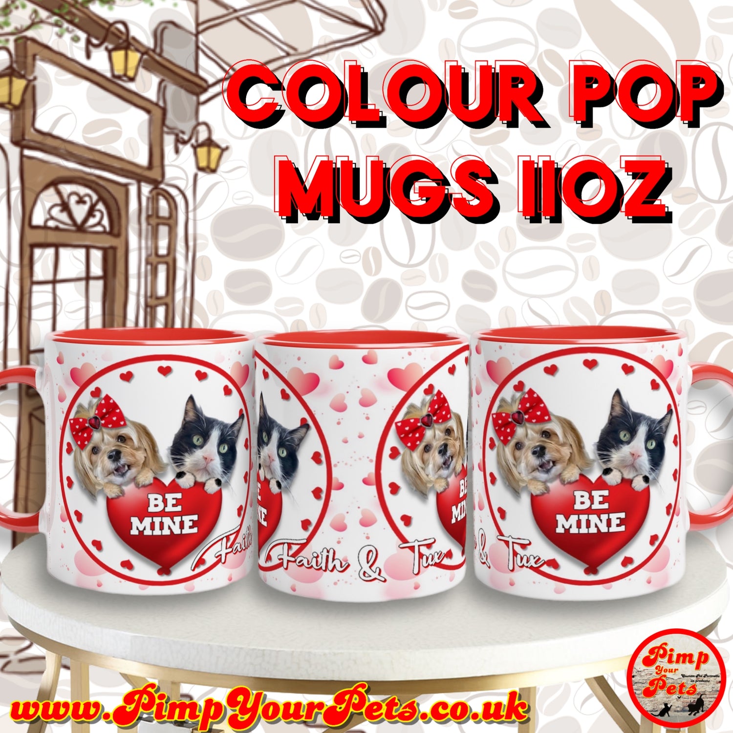 Colour Pop Mugs Custom Pet Portraits