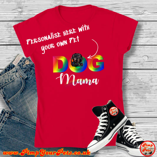 Dog Mom Rainbow Edition Womens Crewneck T-shirt