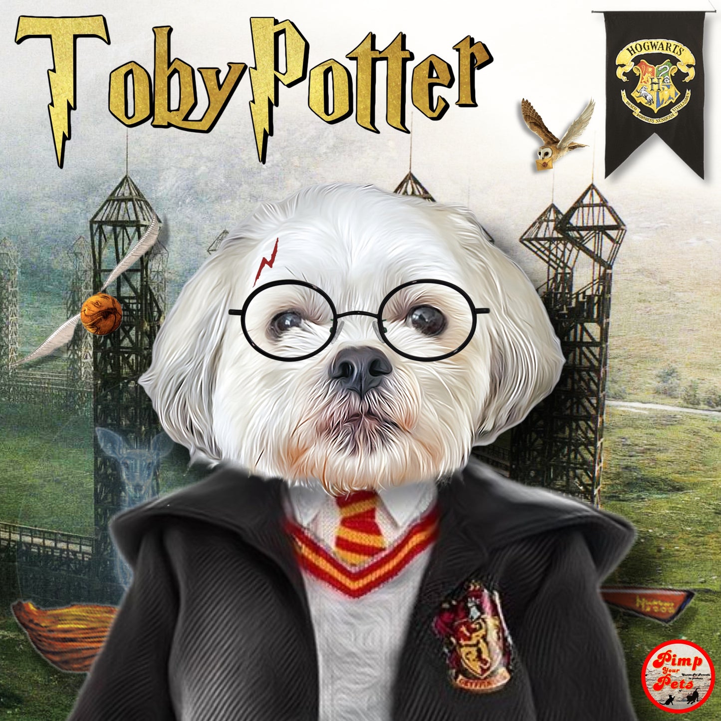 Doggy Potter Style Custom Pet Portraits Digital File
