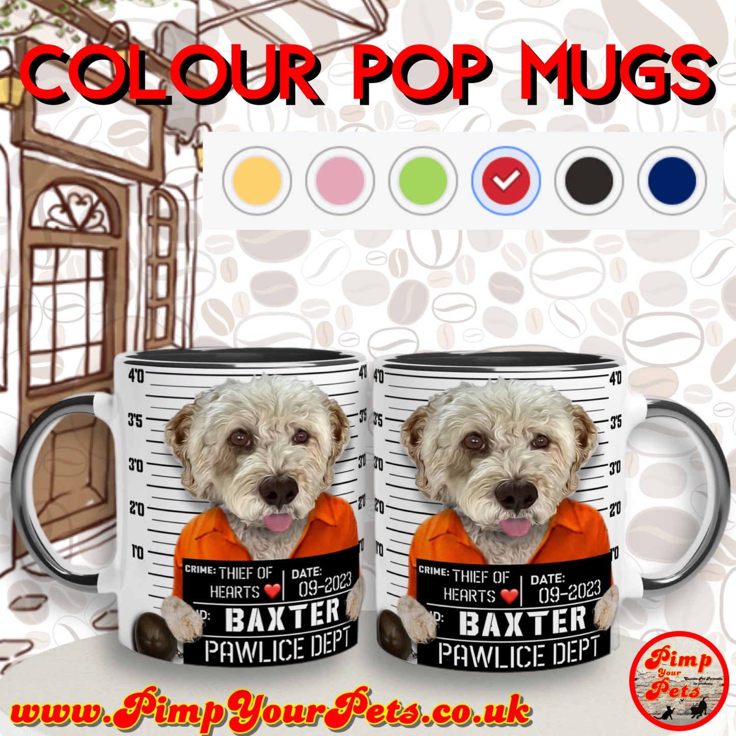 Mugshot Fun Custom Design Pet Portraits on Mugs 11oz