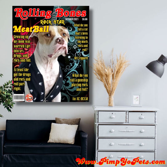 Rolling Bones Theme Pet Portraits on Canvas