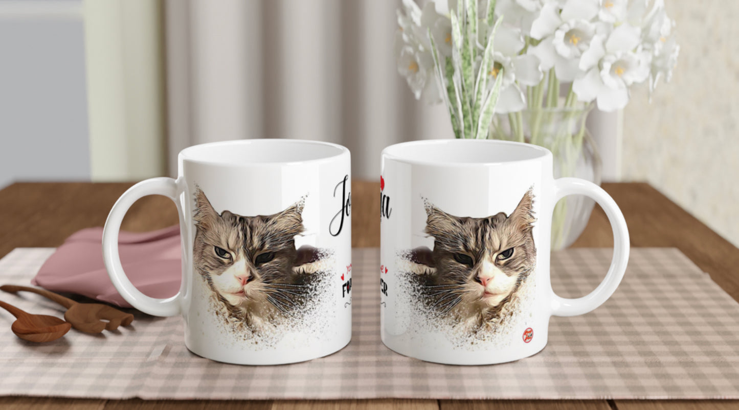 White Ceramic Custom Contemporary Design Pet Portraits on Mugs