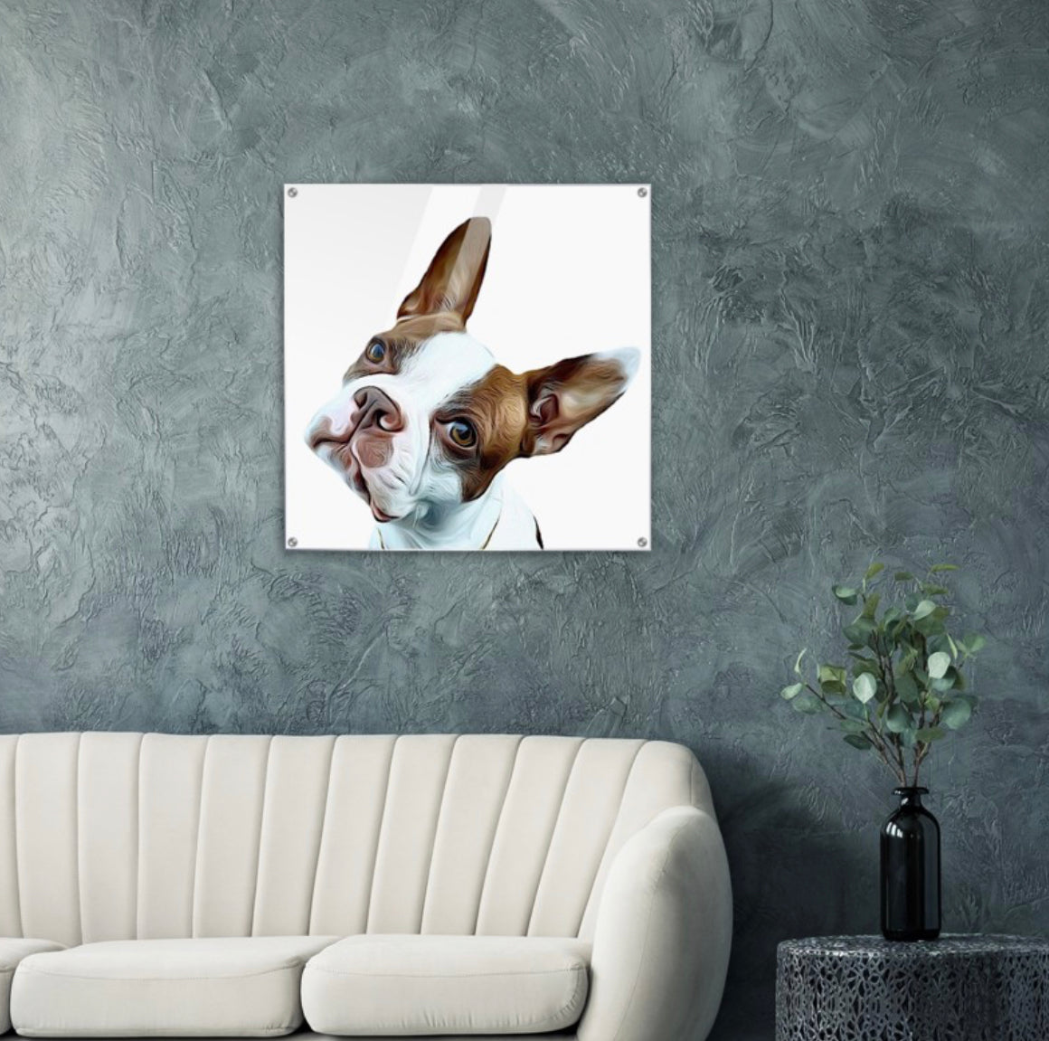 Custom pet portrait on acrylic print