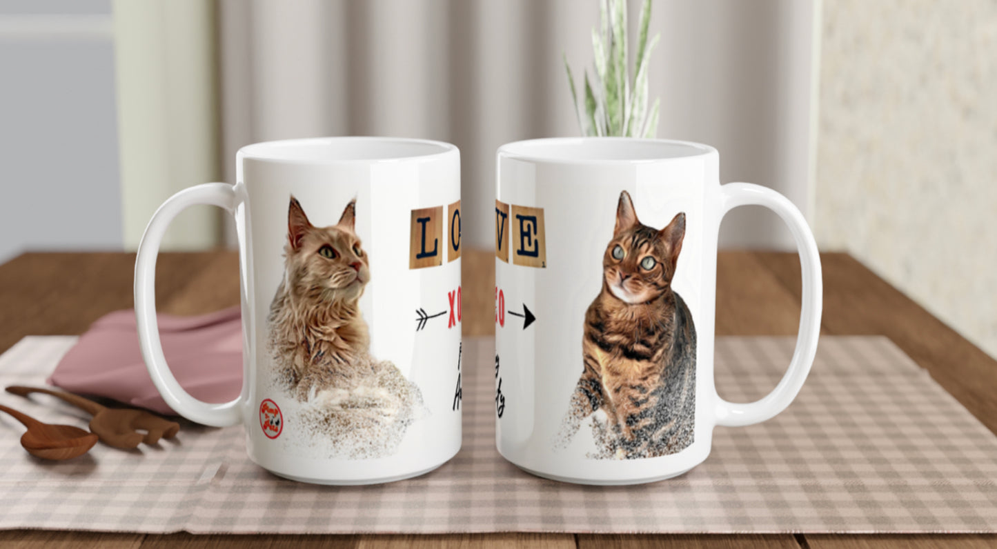 White Ceramic Custom Contemporary Design Pet Portraits on Mugs